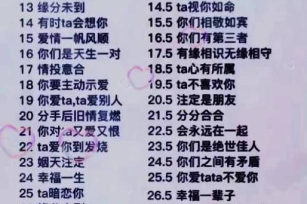 两性关系姓名配对图表大全 两性关系姓名配对图表大全集？