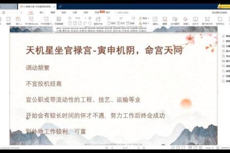 紫薇斗数官禄宫天府